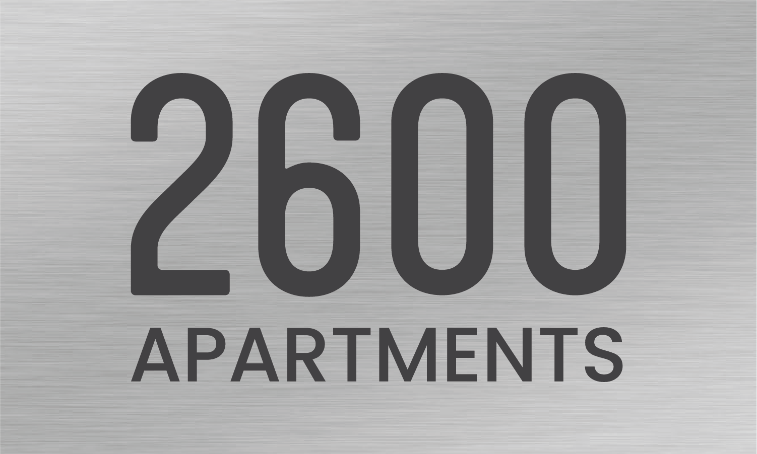 A sign indicating 2600 apartments.